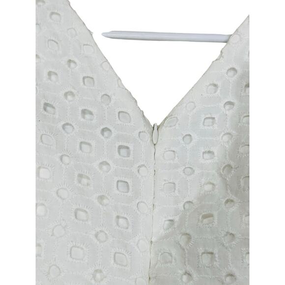 PATBO romantic ruffle sleeve Belted Eyelet Midi Dress In White sz 4 - Picture 10 of 14